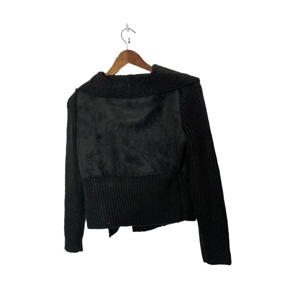 Kendall Kylie XS Black Assymetrical Knit and Suede, Faux Sherpa lined Jacket - Picture 2 of 2